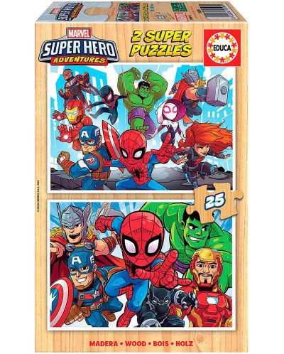Puzzle Educa din 2 x 25 piese -Super Hero Adventures - 1
