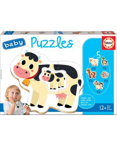 Puzzle pentru bebelus Educa 5 in 1 - Farm Animals - 1