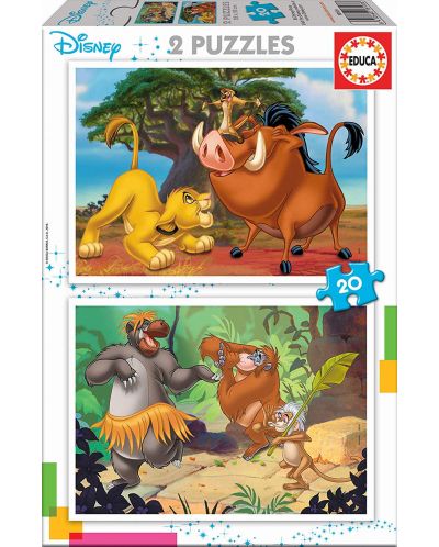 Puzzle Educa din 2 x 20 piese - Disney Animals - 1