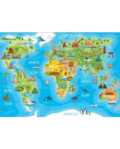 Puzzle Educa de 150 de piese - Harta lumii cu repere - 2