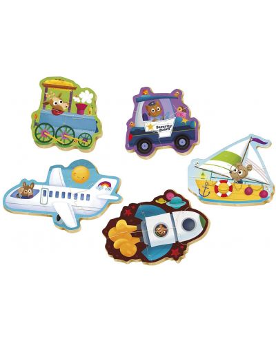 Puzzle pentru bebelus Educa 5 in 1 - Vehicles - 2