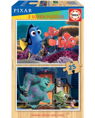 Puzzle Educa din 2 x 25 piese - Nemo and Monsters - 1
