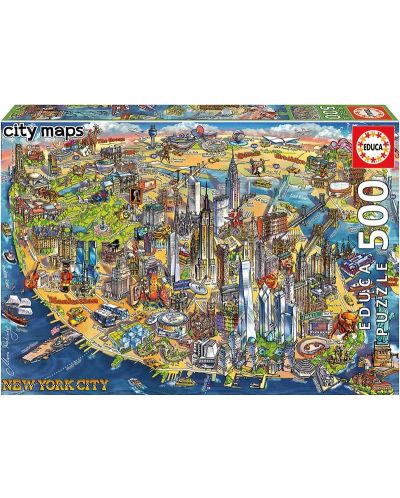 Puzzle Educa de 500 piese - Map of New York - 1