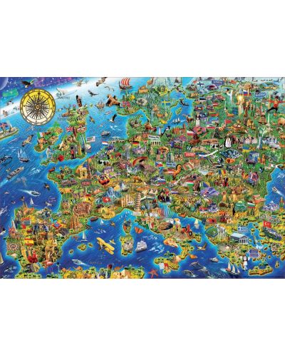 Puzzle Educa de 500 de piese - O harta neobisnuita a Europei - 2