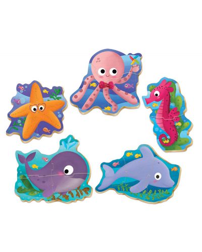 Puzzle pentru bebelus Educa 5 in 1 - Sea Animals - 2
