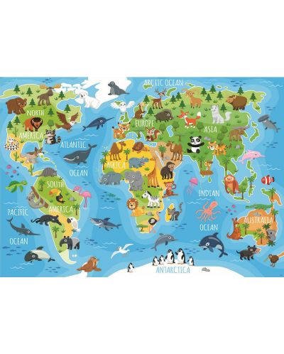 Puzzle Educa de 150 piese - Animals World Map - 2