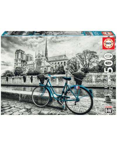 Puzzle Educa din 500 de piese - Cu bicicleta in apropiere de Notre Dame - 1
