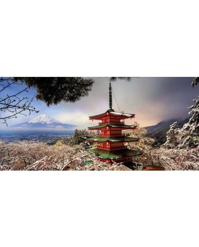 Puzzle panoramic Educa - de 3000 de piese - Muntele Fuji si Pagoda Chureito, Japonia - 2