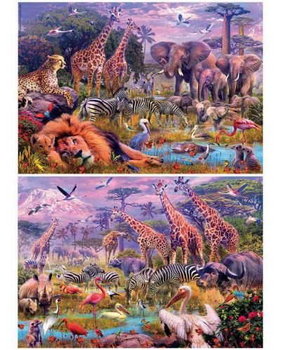 Puzzle  Educa din 2 x 100 piese - Wild Animals - 2