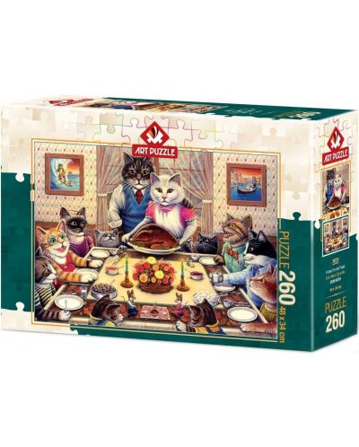 Puzzle Art Puzzle de 260 piese - Cat Family At Banquet - 1