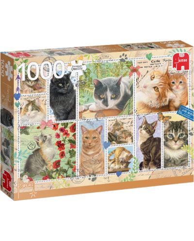Puzzle Jumbo de 1000 piese - Marci postale cu pisici - 1
