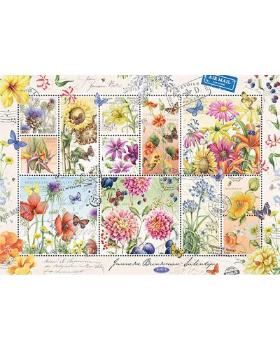 Puzzle Jumbo de 1000 piese - Marci postale cu flori de vara - 2