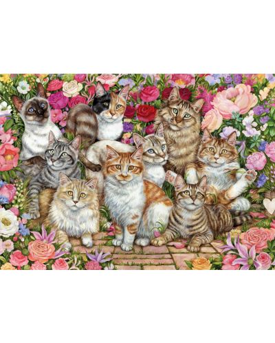 Puzzle Jumbo de 1000 piese - Floral Cats - 2