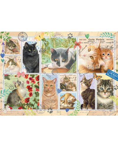 Puzzle Jumbo de 1000 piese - Marci postale cu pisici - 2