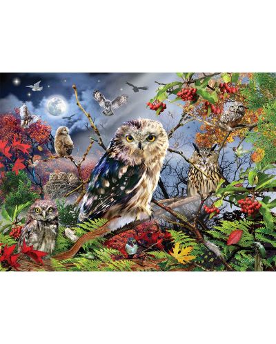 Puzzle Jumbo de 1000 piese - Owls in the Moonlight - 2