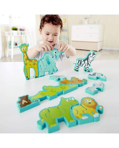 Puzzle din lemn Hape - Alfabet si animale, cu doua fete - 5