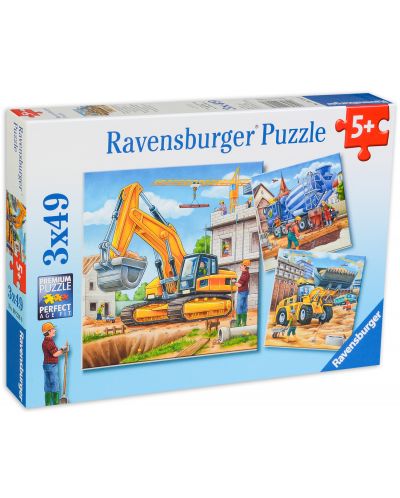 Puzzle Ravensburger 3 de cate 49 piese - Utilaje pentru constructii - 1