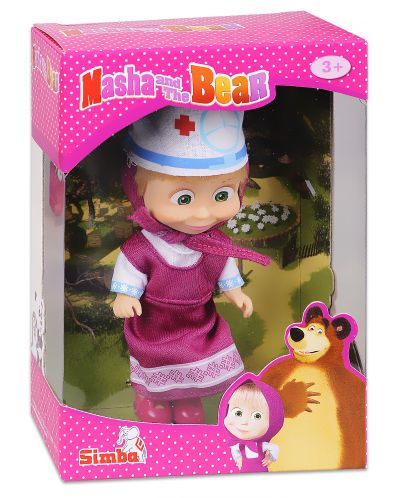 Papusa Simba Toys - Masha cu rochie roz si  boneta de doctor - 1