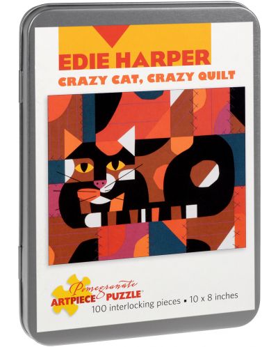 Puzzle Pomegranate de 100 piese - Pisica colorata pe o pilota colorata, Eddie Harper - 1