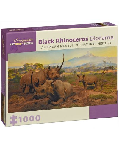 Puzzle Pomegranate de 1000 piese - Rinoceri negri - 1