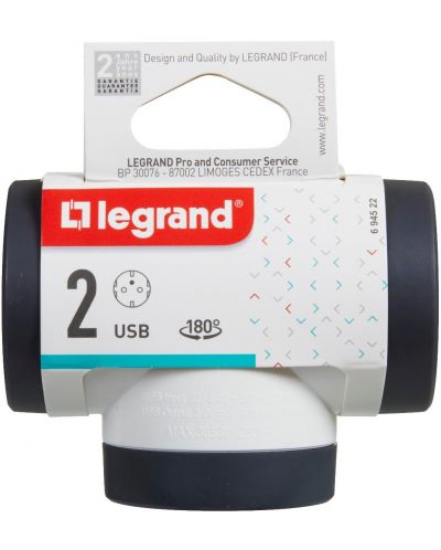 Adaptor Legrand - 694522, 2 prize, în formă de T, USB A+C, rotativ - 4