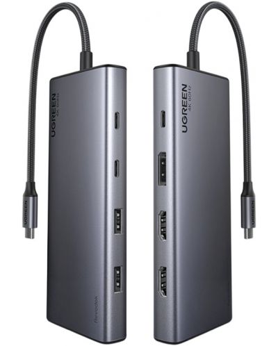 Adaptor Ugreen - CM639 8 în 1, HDMI/DP/100W PD, gri