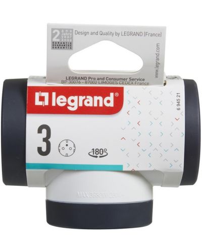Adaptor Legrand - 694521, 3 prize, în formă de T, 3680 W, rotativ - 4