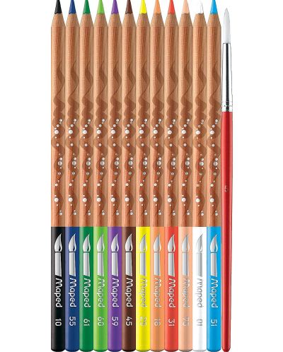 Creioane acuarele Maped Water Artist - 12 culori,  in cutie metalica	 - 2