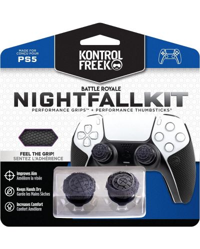 Accesoriu KontrolFreek - Nightfall Kit, Performance Grips + Performance Thumbsticks, negru (PS5) - 1