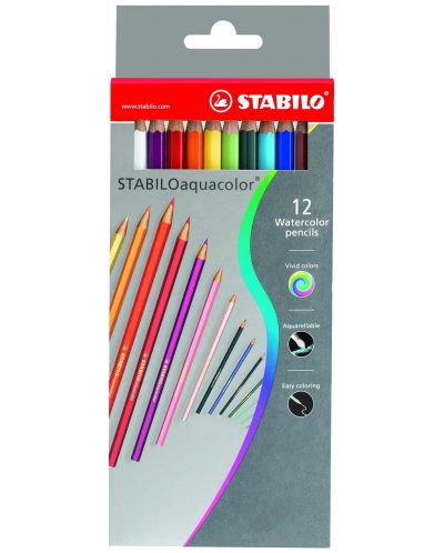 Creioane acuarela Stabilo Aquacolor – 12 culori - 1