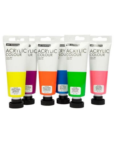 Vopsele acrilice Art Ranger - 6 culori neon, 75 ml - 1