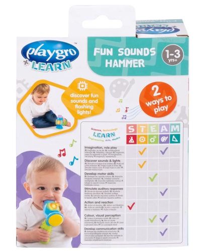 Jucărie activă Playgro + Learn - Ciocan, cu lumini și sunete - 4