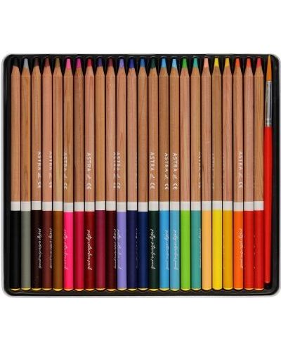 Creioane de acuarela Astra - in cutie metalica, 24 culori - 2