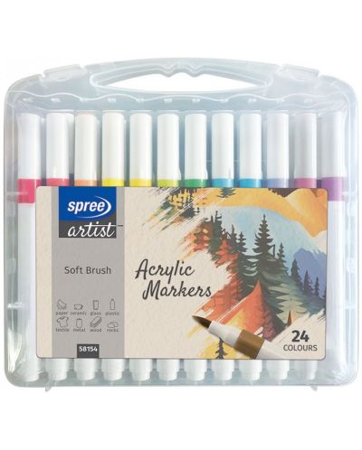 Markere acrilice Spree Artist - Soft Brush, 24 culori - 1