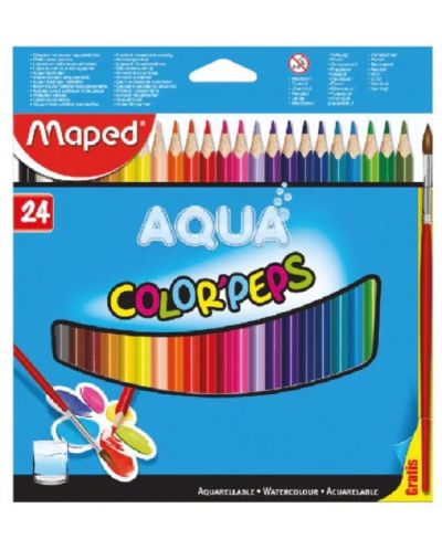 Creioane acuarela Maped Color Peps - 24 culori + pensula - 1