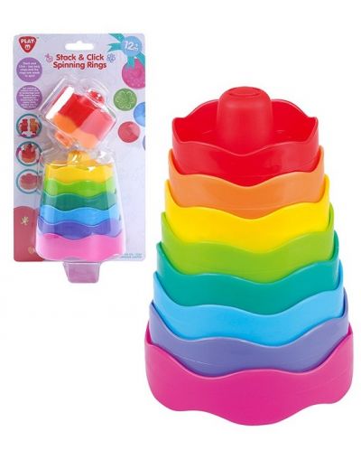 Jucărie PlayGo - Piramidă colorată Stack and Click  - 1
