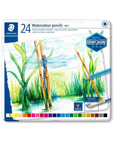 Creioane acuarela Staedtler Design Journey - 24 de culori, in cutie metalica - 1