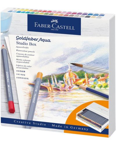 Creioane acuarelabile Faber-Castell Goldfaber Aqua - Set Studio, 38 culori - 1