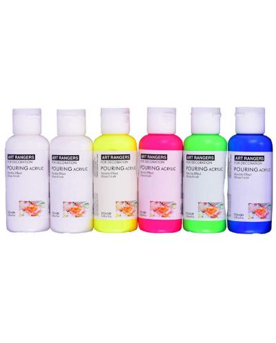 Vopsele acrilice Art Ranger - 6 culori fluorescente, 100 ml - 1
