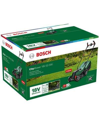 Mașină de tuns iarba cu acumulator Bosch - CityMower, 18V-32-300, 31 l, cu baterie 4.0 Ah - 4