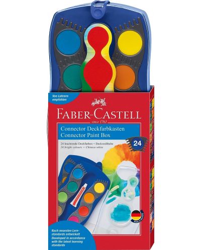 Acuarele Faber-Castell Connector Watercolours - 24 culori, paletă albastră - 1