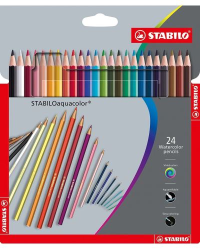 Creioane acuarela Stabilo Aquacolor – 24  de culori - 1