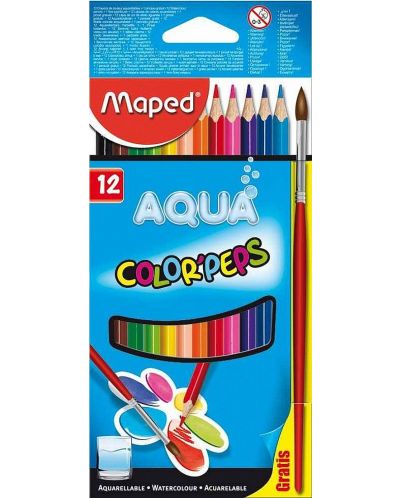 Creioane acuarele Maped Color Peps - 12 culori, cu cadou pensula - 1