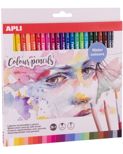 Creioane colroate aquarele Apli - 24 culori + pensula - 1