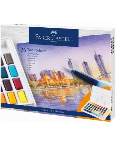 Vopsele de acuarelă Faber-Castell - 36 de culori, În cutie - 1