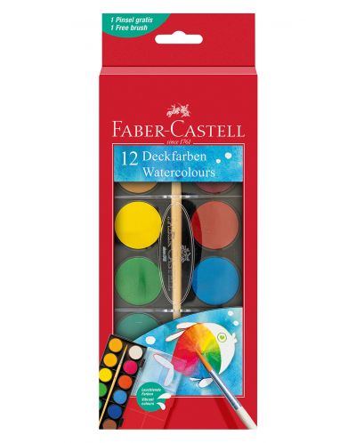 Acuarele Faber-Castell - 12 culori, cutie mare - 1