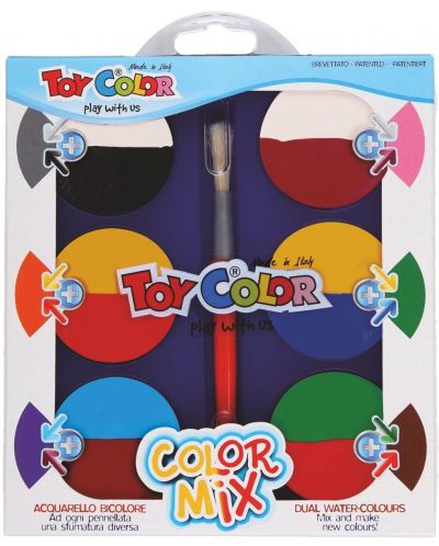 Acuarele Toy Color - Mix, 6 + 6 culori, Ф 57 mm - 1