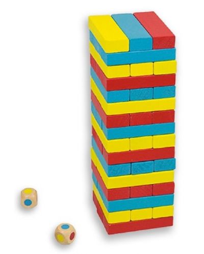 Andreu Toys Joc de echilibru din lemn - Turn colorat - 1