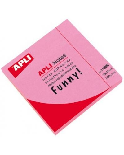 Notite autoadezive APLI - Roz neon, 75 x 75 mm, 100 bucati - 1