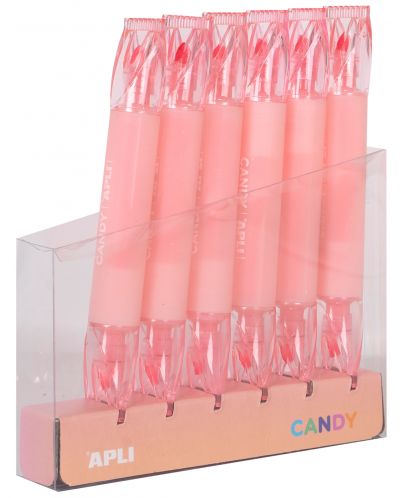 Textmarker cu doua capete APLI Candy - Roz neon - 1